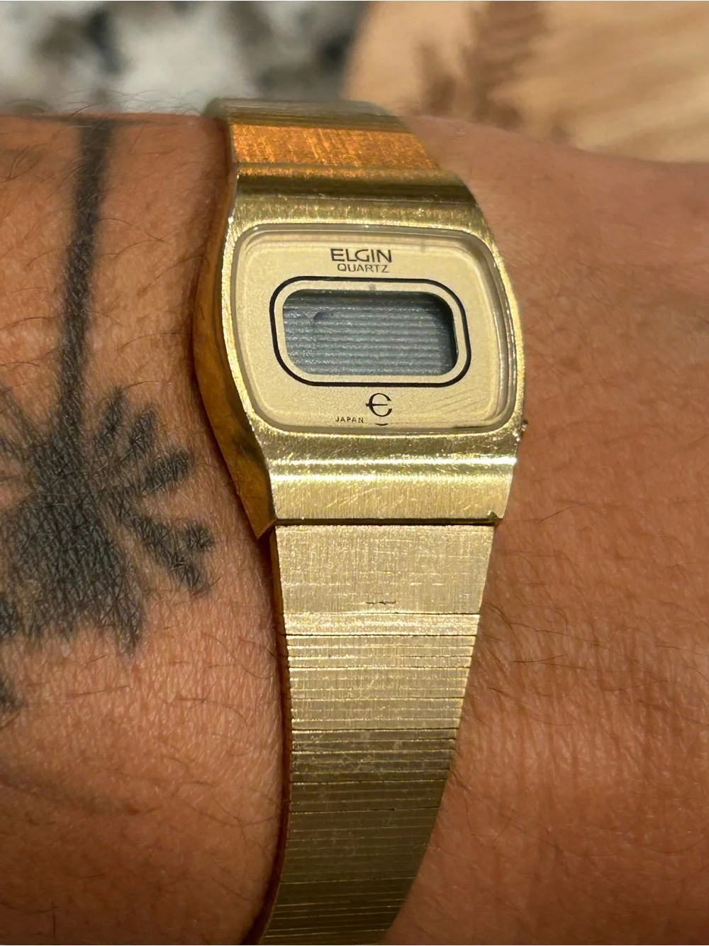 Gold Digital Slim Metal-Band Watch - Unbranded